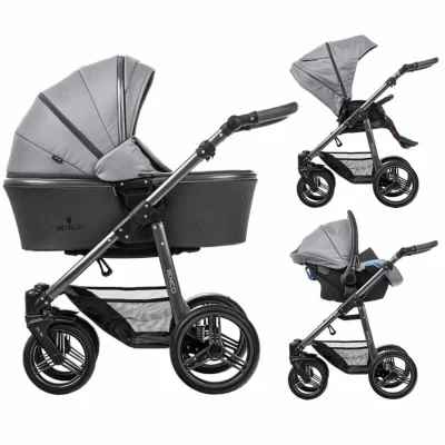 Venicci Carbo Lux Graphite Chassis 3in1 Travel System-Natural Grey