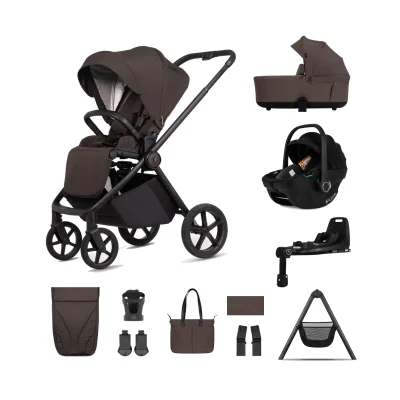 Venicci Claro 2 13 Piece Travel System with Tiago Car Seat & Base - Chocolate