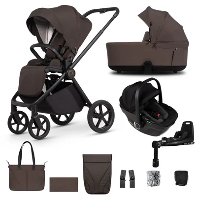 Venicci Claro 2 Travel System- Chocolate - Black With ISOFIX Base