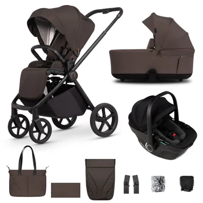 Venicci Claro 2 Travel System- Chocolate - Black With ISOFIX Base