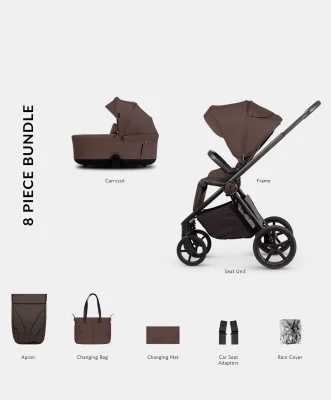 Venicci Claro 2in1 Essential Pushchair Bundle (8 Pieces) - Chocolate