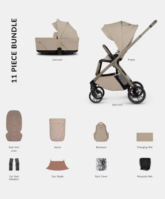 Venicci Tila 2in1 Essential Pushchair Bundle (11 Pieces) - Latte