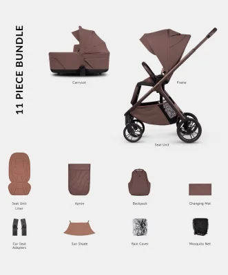 Venicci Tila 2in1 Essential Pushchair Bundle (11 Pieces) - Noce - Noce