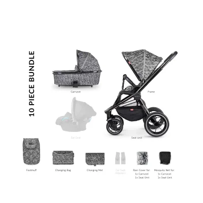 Venicci Tinum 2in1 Travel System- Camo Grey - Grey