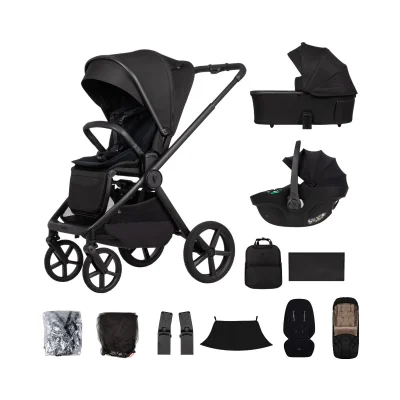 Venicci Upline 3 12 Piece Bundle with Tiago i-Size Car Seat – Onyx/Black