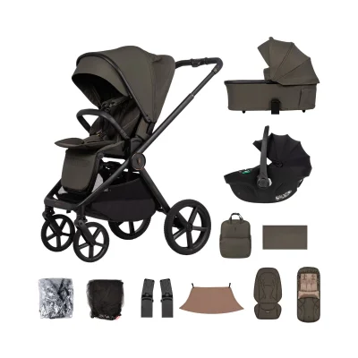 Venicci Upline 3 12 Piece Bundle with Tiago i-Size Car Seat – Truffle/Black