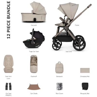 Venicci Upline 3 Comfort Bundle 3in1- Pebble - Tiago Car Seat- Beige