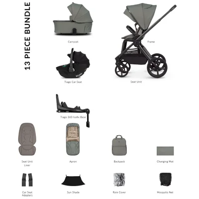 Venicci Upline 3 Luxury Bundle 4in1- Aloe - Tiago Car Seat- Black