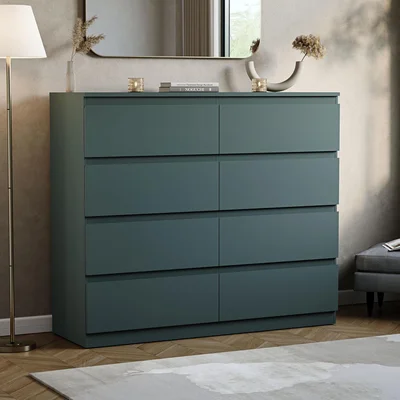 Vida Designs Denver 6 Drawer Chest of Drawers - Jasper Green / 40D x 120W x 95.5H cm (8 Drawers)