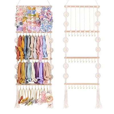 VISATOR Headband Holder Bows Organizer For Girls Hair Bows Holder Baby Headband Hair Accessories Organizer For Baby Girl Bow Hanger Storage For Girls Hair Bows Rack For Toddler Girl Room Wall Decor