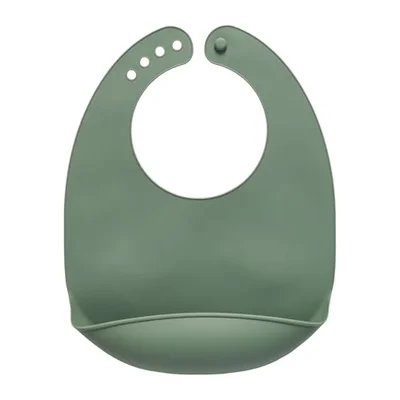 Vital Baby Nourish Mess Catcher Silicone Weaning Bib, Green, Super-Soft Silicone, Built-In Crumb Catcher, Rollable & Adjustable, BPA-Free & Mess-Free Mealtimes