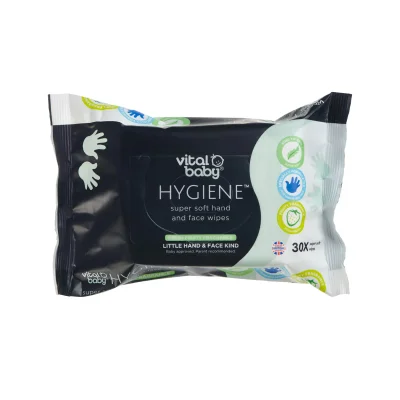 Vital Baby Pack of 30 Hygiene Super Soft Hand & Face Wipes - Fresh Fruity Fragrance