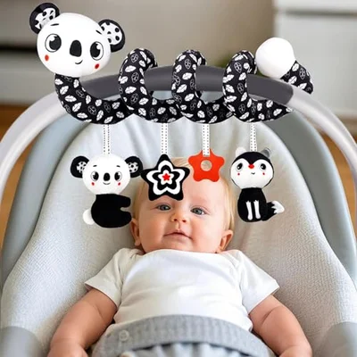 vocheer Hanging Toys for Car Seat Crib Mobile, Infant Baby Spiral Plush Toys for Crib Bed Stroller Car Seat Bar (Pink Rabbit)