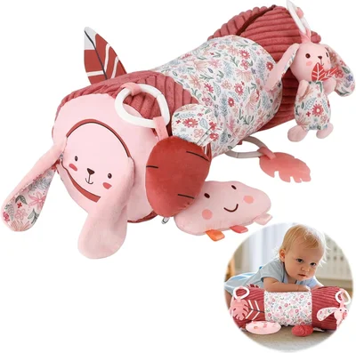 vocheer Tummy Time Pillow with Detachable Sensory Toys for Babies,Inflatable Design,Pink Rabbit, Baby Girl Toys 0-6 Months with Tummy Time Mirror, Rattles, Teether,Baby Girl Gifts - Default
