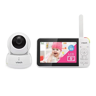 VTech VM924 Video Baby Monitor with Camera, Pan&Tilt, Baby Monitor with 5" LCD Screen,Up to 17 Hrs Battery Life,1.33x Zoom,Night Vision,300m Long Range,Soothing Sounds,2-Way Talk,Secured Transmission - White / One Size