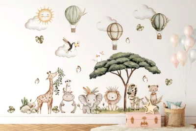 Watercolor Safari Animal Wall Decals – Peel and Stick Nursery Decor - Extra All - L Size (£102.30)
