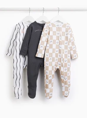 Wavy & Striped Printed Sleepsuits — image 1