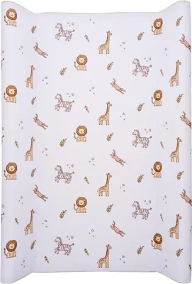Wedge Changing Mat, Baby Changing Mat, Anti Roll Waterproof Raised Edges Comfortable Cushioned 70 x 50 x 10cm Wipe Clean Material (One Size, Safari Zoo Animal Print) - Rainbow Cloud Print / One Size
