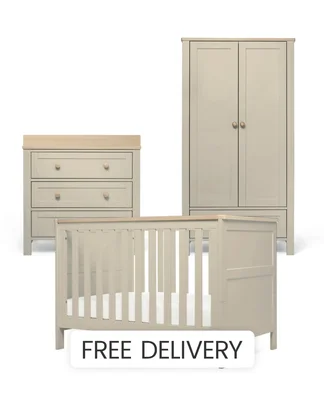 Wedmore 3 Piece Small Cotbed Range With Dresser Changer & Wardrobe – Cashmere & Oak