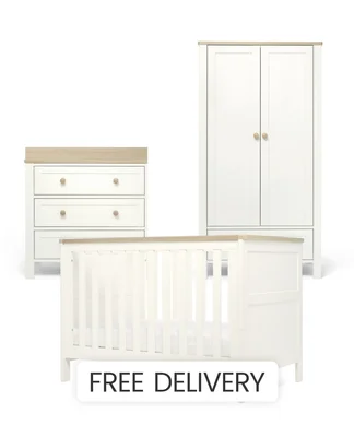 Wedmore 3 Piece Small Cotbed Range with Dresser Changer & Wardrobe – White/Oak
