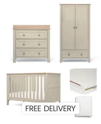 Wedmore 3 Piece Small Cotbed Range With Premium Dual Core Mattress - Cashmere