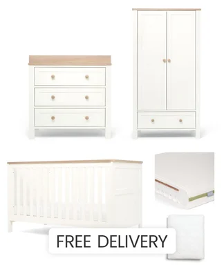 Wedmore 3 Piece Small Cotbed Range with Premium Dual Core Mattress - White