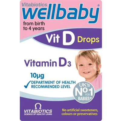 Wellbaby VIT D Drops by Vitabiotics - Vitamin D Drops for Babies from Birth to 4 Years - from The UK’s No.1 Baby Supplement Brand