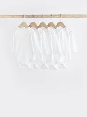 Weisse 5er-Pack Essential Baby Langarm-Bodys