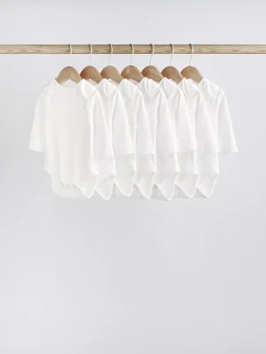 White 7 Pack Essential Baby Long Sleeve Bodysuits