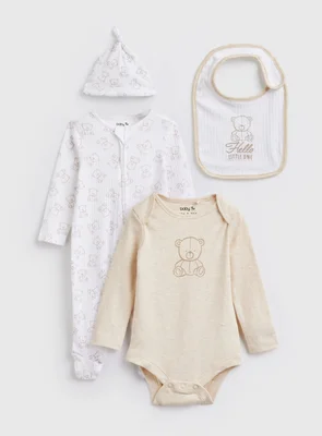 White Bear Print 4-Piece Starter Set Newborn