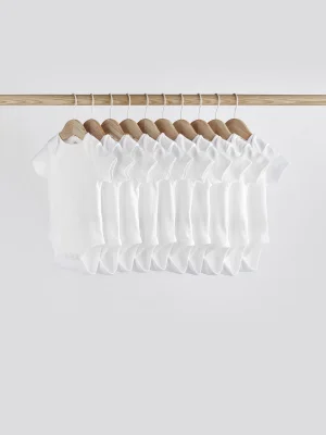 White Essential 10 Pack Short Sleeve Bodysuits - Size 5lb — image 1