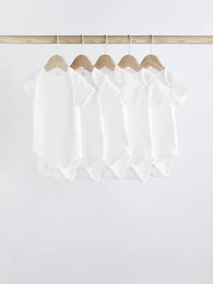 White Essential 5 Pack Short Sleeve Bodysuits