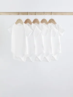 White Essential 5 Pack Short Sleeve Bodysuits - 5 Pack / White Essential