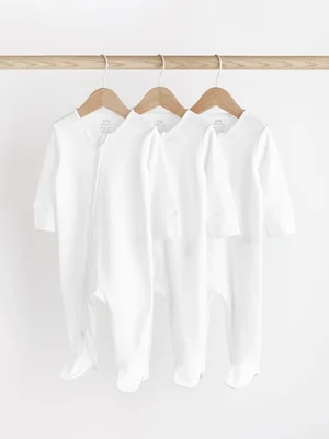 Next Baby Sleepsuit 3 Pack - White / Standard / 0-3y