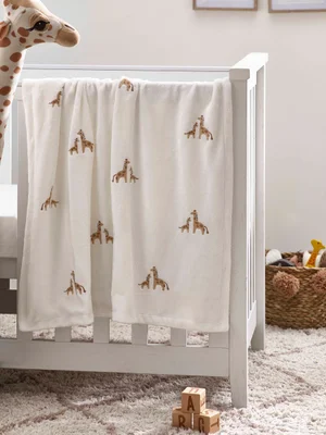 White Giraffe Fleece Baby Blanket - Size ONE - White Giraffe Fleece