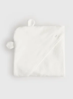 White Hooded Towel & Wash Mitt Set One Size - White / One Size