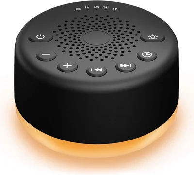 Easysleep Sound White Noise Machine with 25 Soothing Sounds and Night Lights with 32 Levels of Volume 5 Timers Memory Function for Adults Babies and Kids (White)