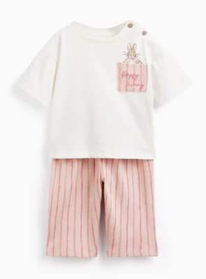 White & Pink Peter Rabbit Tee & Trousers Set