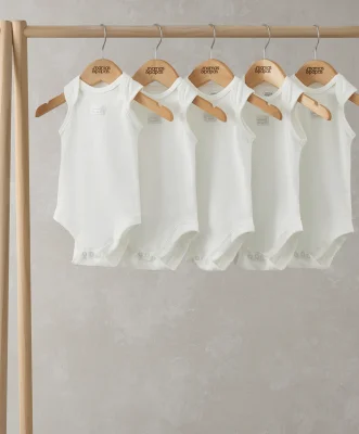 White Sleeveless Bodysuits (5 Pack) - 9-12 Months