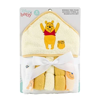Winnie The Pooh Hooded Towel and Washcloth Set - Gold