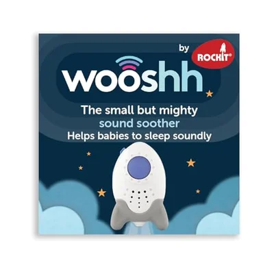 Wooshh by Rockit - Rechargeable Sound Soothe, 8 Soothing Sounds, White Noise Machine, Toddler Baby Soother and Baby Sleep Aid, Portable Baby Sleep Soother - White and Purple