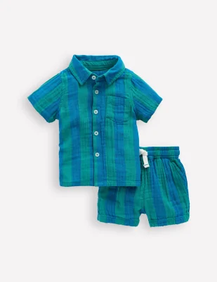 Woven Shirt Play Set-Blue and Green Stripe - Blue and Green Stripe
