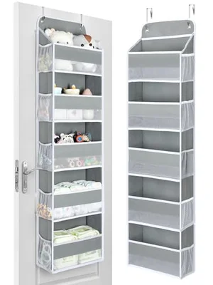 Yecaye Over the Door Organiser, 5-Tier, Grey, 1 Pack - Grey / 5-Tier