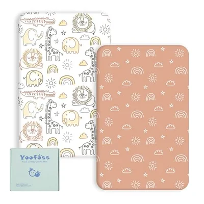 Yoofoss Next to Me Crib Sheets 51 x 85 cm, Ultra Soft Bedside Cot Fitted Sheet Soft & Breathable Microfiber Toddler Bed Mattress Protector 2 Pack