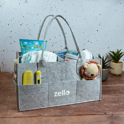 Zello Grey Felt Nappy Caddy - Default