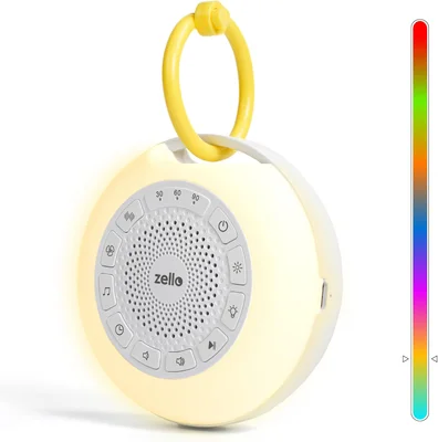 Zello Portable Pro Max White Noise Machine Baby Sleep Aid – 55+ Hour Battery, Advanced Sounds, Night Light, Smart Memory & Timer, Rechargeable for Travel - 11cm x 11cm x 5cm