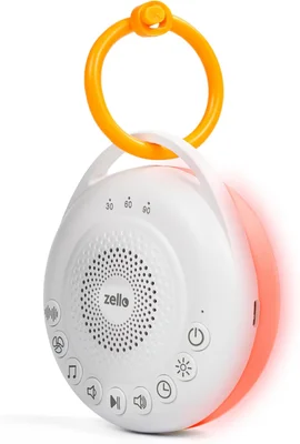 Zello Portable Pro White Noise Machine Baby Sleep Aid – 30 Sounds with Red Night Light, Smart Memory & Timer, Rechargeable Sound Machine for Nursery, Pram & Travel