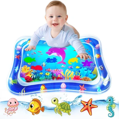 ZMLM Baby Tummy-Time Water Mat: Infant Toy Gift Activity Play Mat Inflatable Sensory Playmat Babies Belly Time Pat Indoor Small Pad for Baby Toys 0-6-12 Months Newborn Boy Girl Toddler Fun Game - A Blue