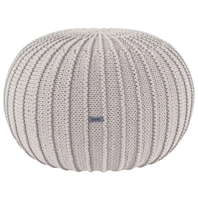 Zuri House Large Knitted Pouffe - Oatmeal
